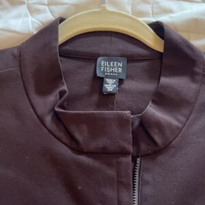 Eileen Fisher Chocolate Brown Zip Front Cotton Blend Jacket 3X EUC